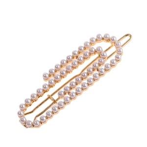 Barrettes à Cheveux Élégantes en Métal avec Fausses Künstliche Perles Épingles à Cheveux Géométriques Vague Or Argent Bijoux pour Femmes Mariage