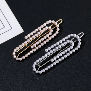 Ensemble de barrettes à perles élégantes avec cadres en alliage doré et argenté