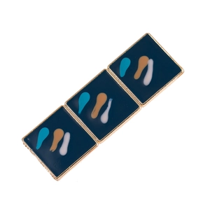 Vintage Geometric Square Enamel Metal Hair Clip For Women Retro Wave Pattern Artistic Duckbill Clip Side Hair Accessory