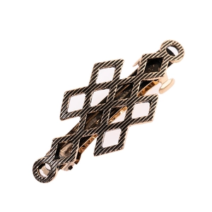 Vintage bronze gold geometric metal hair clip with grid texture in minimalist style