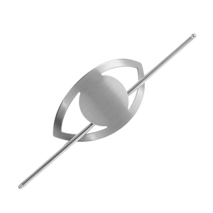 Minimalistische silberne geometrische Haarnadel in Augenform mit gebürstetem Metall