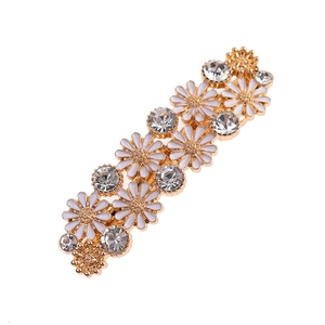Pince à Cheveux Marguerite Strass Style Coréen Alliage d'Or Émail Pince à Ressort Bijoux de Cheveux pour Femme
