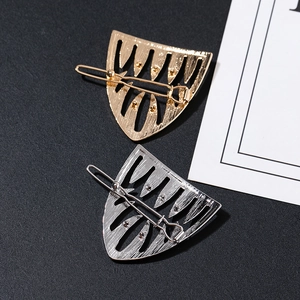 Minimalist geometric hollow metal hair clips in gold and silver finish for women