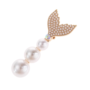 Koreanischer Stil Meerjungfrauenflosse Künstliche Perlen Haarklammer Legierung Strass Eingelegt Entenschnabel Clip Für Damen Haarschmuck