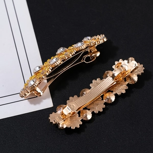 Barrettes à cheveux élégantes en alliage doré avec marguerites jaunes et strass brillants