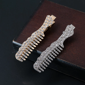 Barrettes à cheveux élégantes dorées et argentées avec strass brillants style peigne