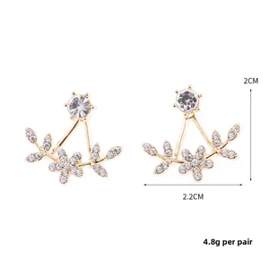 Detail view of flower petal earrings showing 2cm height and 2.2cm width dimensions