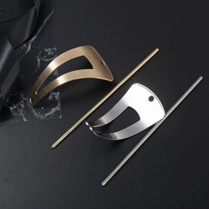 Minimalist gold and silver geometric hair stick set with brushed metal finish