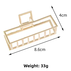 Detailansicht einer hohlen rechteckigen Zinklegierung-Haarklammer mit Maßen 8,6 cm x 4 cm
