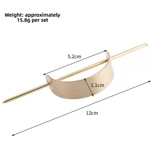 Detailed dimensions of the gold brushed metal hair bun cage with a 12cm styling stick