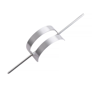 Macro shot of silver minimalist metal hair cuff with brushed finish and matching stick