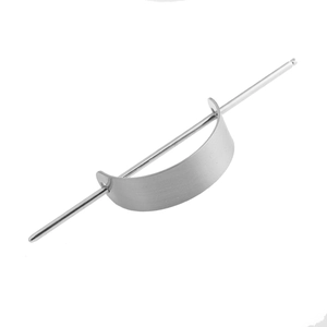 Minimalist silver metal hair pin set with brushed matte crescent hair cuff and long stick