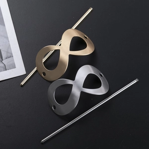 Brushed metal hair pin set in gold and silver infinity figure 8 hollow design