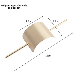 Minimalist matte gold U-shaped hair pin with dimensions 4.6cm by 3.5cm and 12cm length