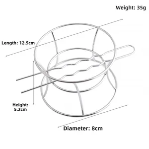 Detailed view of silver metal hair pin stand with 12.5cm length and 8cm diameter specs