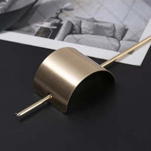Minimalist brushed gold geometric U-shaped hair pin with a matte square metal hair bun clip