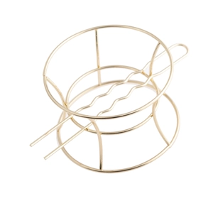 Elegant gold alloy bowl-shaped bun cage hair stick set for formal evening hairstyle