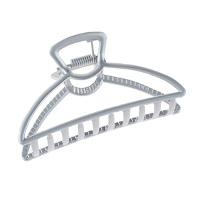 Matte silver hollowed metal claw clip with large arched design for long hair