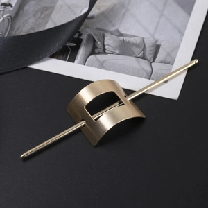 Minimalist matte gold geometric heart hair pin with brushed metal finish