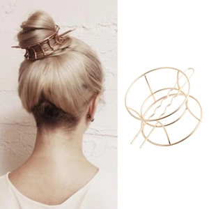Minimalist Alloy Metal Cage Hair Stick Set Wavy Hair Pin For Women European Style Evening Banquet Decorative Hair Accessories