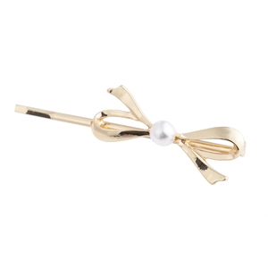 Barrette Cheveux Nœud Papillon en Alliage Élégant Avec Fausse Künstliche Perle Or Argent Électroplaqué Accessoires Cheveux Femme