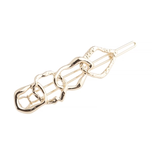Abstract Geometric Chain Link Hair Clip Irregular Metal Alloy Hairpin With Hammered Texture For Women Fashion Hair Accessories