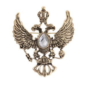 Spilla Aquila Bicefala in Lega Vintage Con Corona di Strass Spilla Animale Araldica per Donna Uomo Gioielli di Moda Regalo