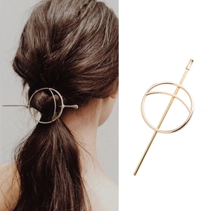 Pic à Cheveux en Alliage Rond Géométrique Minimaliste pour Femme Épingle à Cheveux Élégante en Métal Bijoux de Cheveux