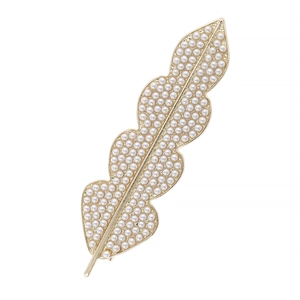 Vintage Goldene Haarspange in Blattform Elegante Haarnadeln Aus Legierung Mit Weißem Künstliche Perlenbesatz Für Damen Bankett Hochzeit