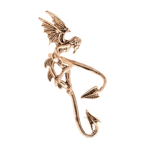 Detailansicht der Vintage-Bronze-Elfen-Ohrmanschette mit Flügel- und Schwanzdesign