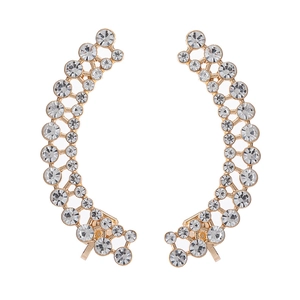 Elegant Alloy Rhinestone Artificial Pearl Geometric Ear Climber Earrings With Silver Earring Post For Women Party Jewelry