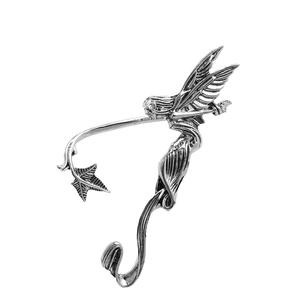 Modische Engelsflügel-Elfen-Ohrmanschette in Retro-Silber für eine minimalistische Punk-Ästhetik