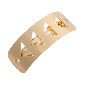 Pinza para el Pelo de Metal Cepillado de Aleación Minimalista Clip de Resorte Hueco Triángulo Geométrico Oro Plata Mujer