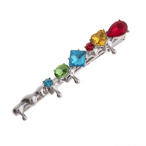 Pince à Cheveux pour Femmes Irrégulière en Métal Liquide Lave Alliage Strass Colorés Épingle à Cheveux Bec de Canard Or Argent