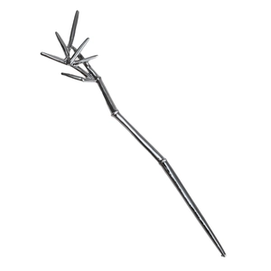 Silver metal bamboo-shaped hair stick with polished finish for modern oriental updos