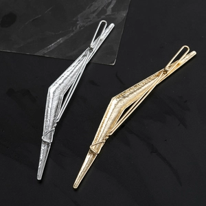 Lot de barrettes géométriques minimalistes dorées et argentées en métal texturé
