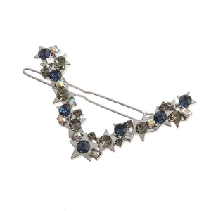 Elegante fermaglio per capelli a stella in argento con cristalli colorati curvi