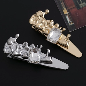 Pince à Cheveux en Strass Irrégulière Métal Liquide Alliage Style Lave Fondue Bec de Canard Or Argent Accessoires de Mode Femme