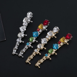 Barrettes à cheveux style lave avec cristaux colorés en finitions métal or et argent