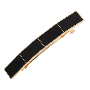 Elegant geometric black acrylic hair clip with golden alloy spring clamp hair accessory