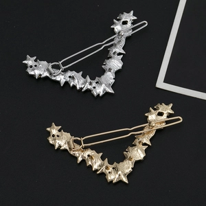 Fermagli per capelli a forma di V in metallo strutturato oro e argento stile minimalista