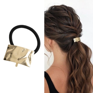 Minimalistischer Rechteckiger Gehämmerter Legierung Haargummi Hochelastischer Metallischer Ponytail Halter Für Damen Accessoires
