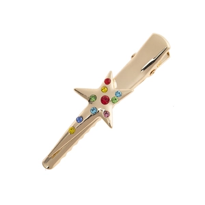 Sweet Alloy Star Duckbill Hair Clip With Colorful Rhinestone Fashion Gold Silver Metal Hairpin Accessories For Women Girls