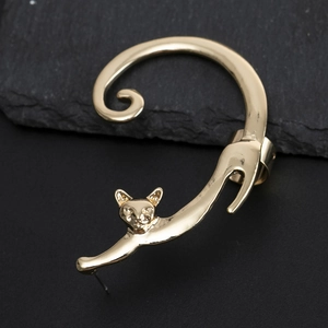 Goldener 3D-Kletterkatze-Ohrmanschette mit niedlichem Tierdesign und doppelter Befestigung
