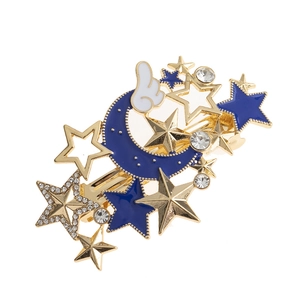 Himmlische Stern Mond Haarspange Emaille Blauer Mond Legierung Strass Federclip Mode Haarschmuck Für Damen Täglich Dating