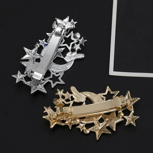 Haarklammern Set in Gold und Silber mit Mond und Sternen aus Metall und Federclip