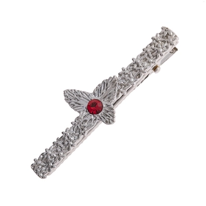 Vintage Metal Butterfly Hair Clip With Red Rhinestone Retro Floral Pattern Bobby Pin Hair Accessories For Women Jewelry