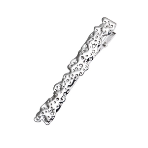 Silver alloy hair clip with liquid metal texture and irregular bubble design for women