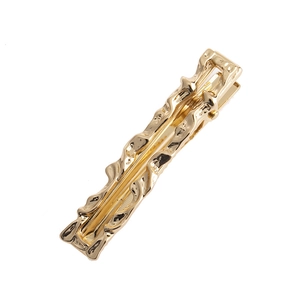 Fashion gold duckbill hair clip with wave texture and molten metal design for women