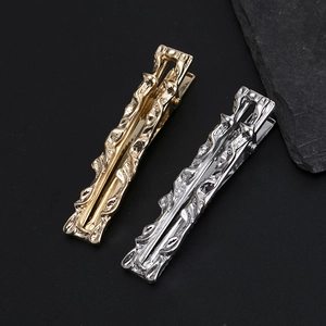 Minimalist gold and silver alloy duckbill hair clips with irregular liquid metal texture